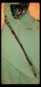 Turquoise and camo zip up hoodie